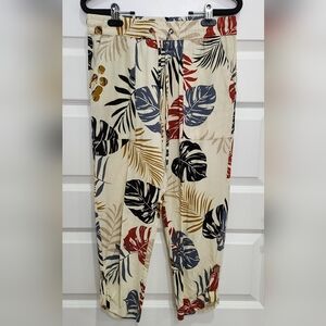 Jules & Leopold Multicolor Leaf Print Cropped Pants